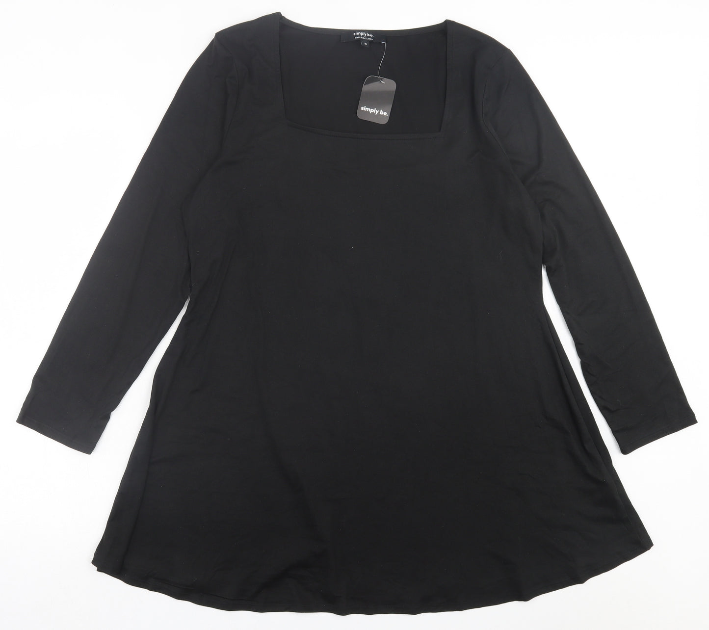 Simply Be Womens Black  Polyester A-Line  Size 16  Square Neck Pullover
