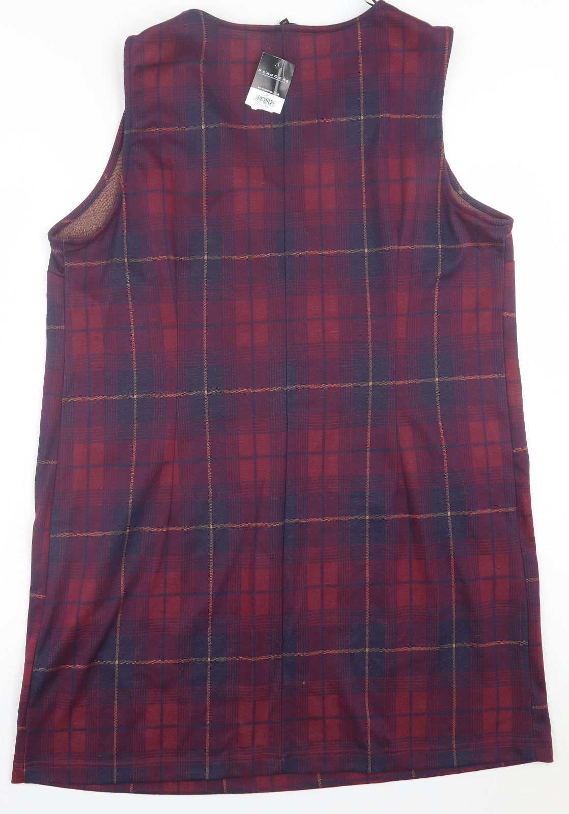 Peacocks Womens Purple Plaid Polyester A-Line  Size 20  V-Neck Pullover