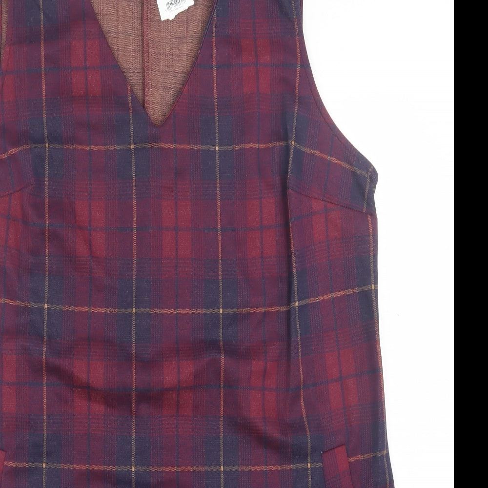Peacocks Womens Purple Plaid Polyester A-Line  Size 20  V-Neck Pullover