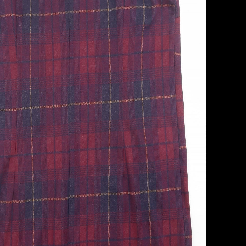 Peacocks Womens Purple Plaid Polyester A-Line  Size 20  V-Neck Pullover