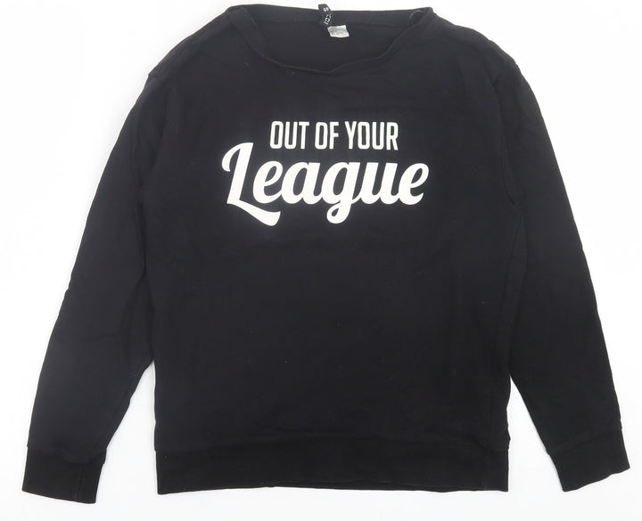 H&M Womens Black Cotton Pullover Sweatshirt Size S Pullover