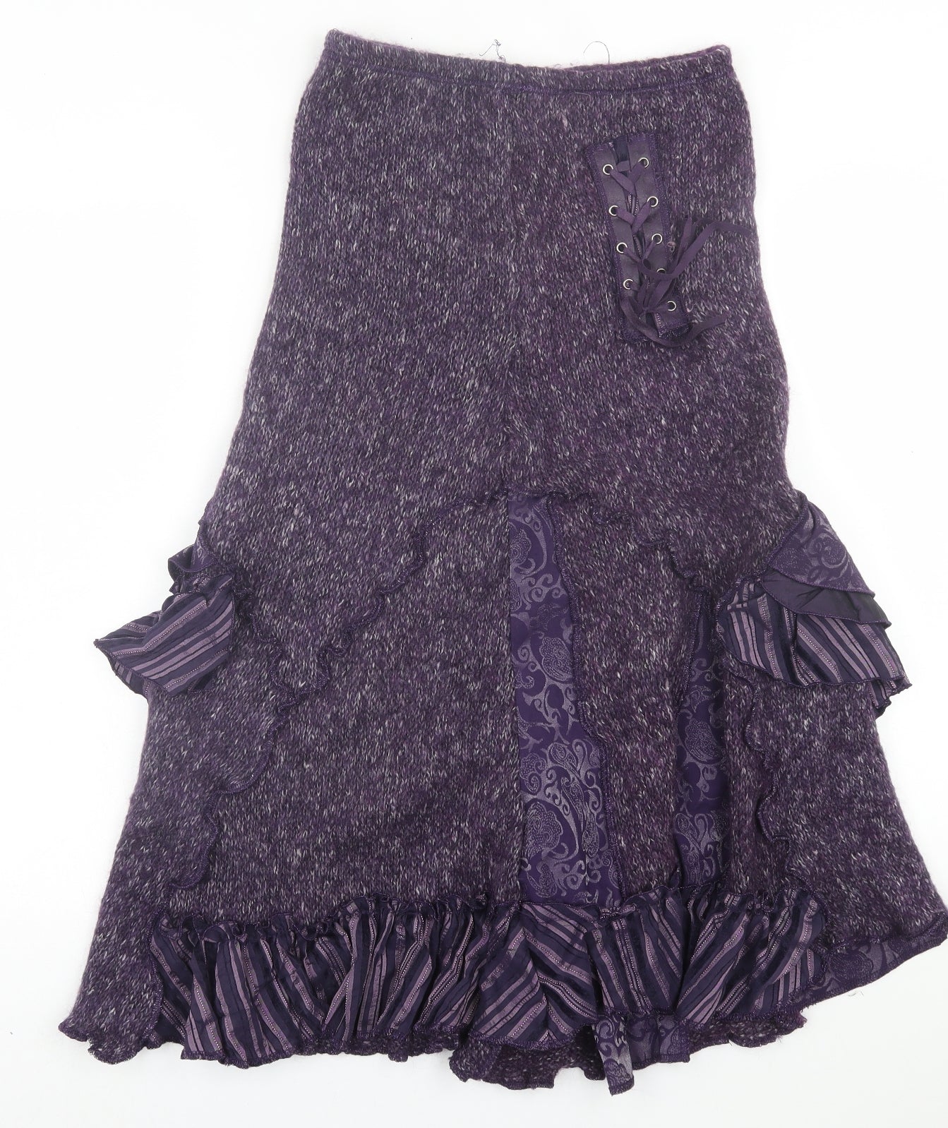 Preworn Womens Purple  Acrylic A-Line Skirt Size S