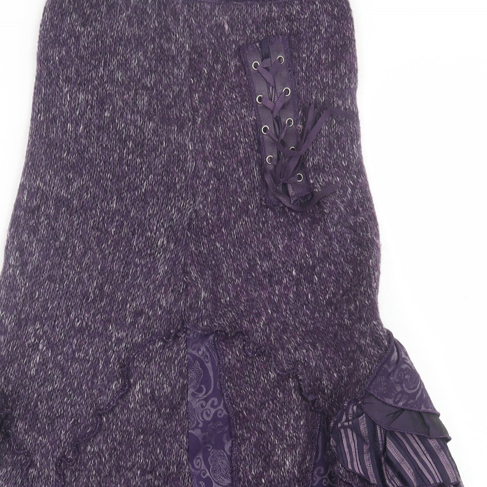 Preworn Womens Purple  Acrylic A-Line Skirt Size S