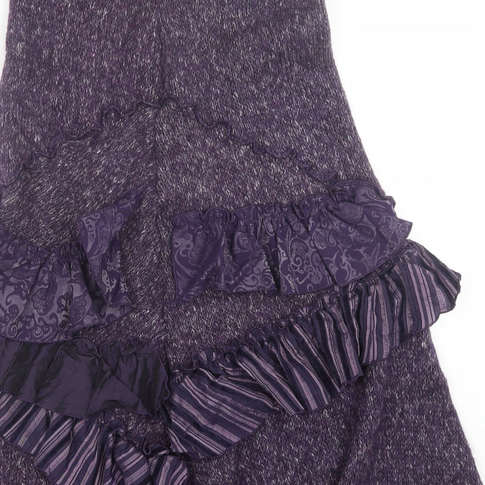 Preworn Womens Purple  Acrylic A-Line Skirt Size S
