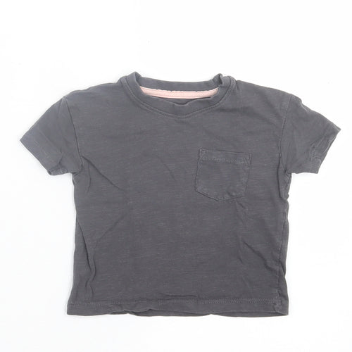 Primark Girls Grey  Cotton Basic T-Shirt Size 9-12 Months Crew Neck Pullover