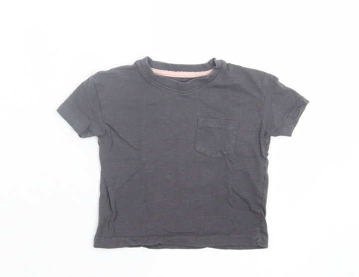 Primark Girls Grey  Cotton Basic T-Shirt Size 9-12 Months Crew Neck Pullover