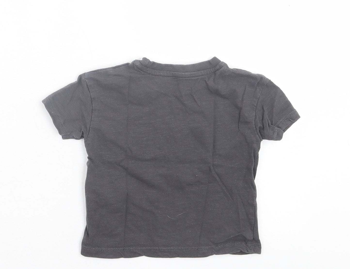 Primark Girls Grey  Cotton Basic T-Shirt Size 9-12 Months Crew Neck Pullover