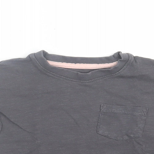 Primark Girls Grey  Cotton Basic T-Shirt Size 9-12 Months Crew Neck Pullover