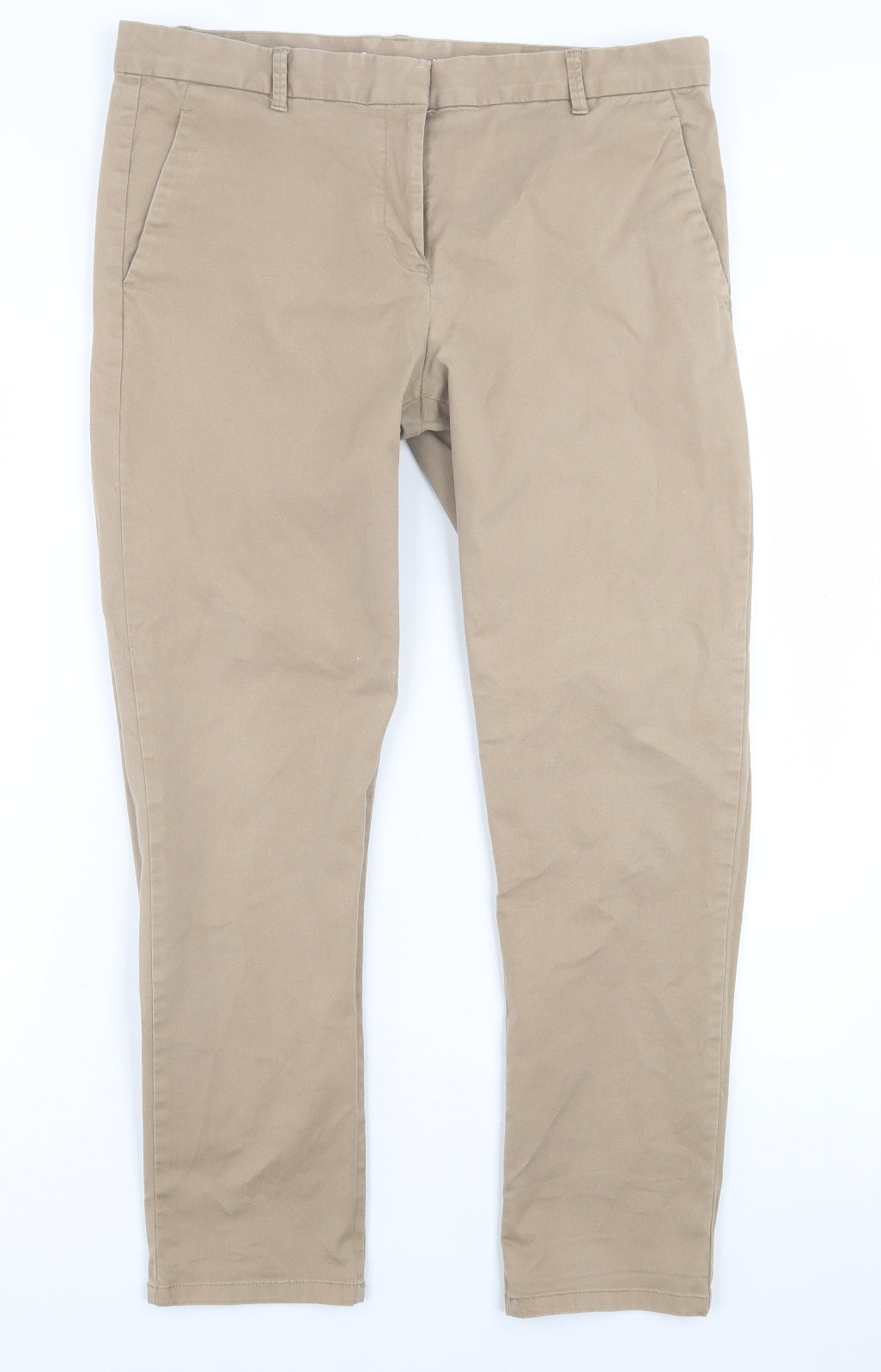 Gap Womens Beige  Cotton Chino Trousers Size 12 L28 in Regular Hook & Eye