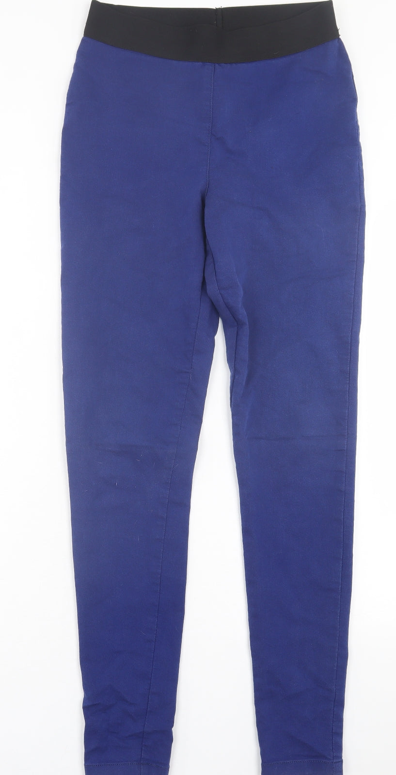 Marks and Spencer Womens Blue  Cotton Jegging Trousers Size 10 L30 in Regular
