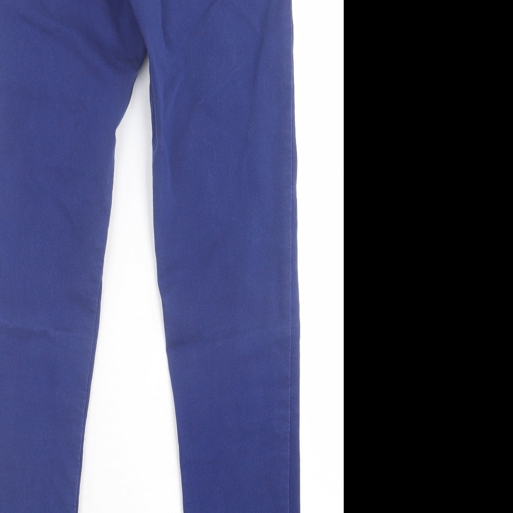 Marks and Spencer Womens Blue  Cotton Jegging Trousers Size 10 L30 in Regular