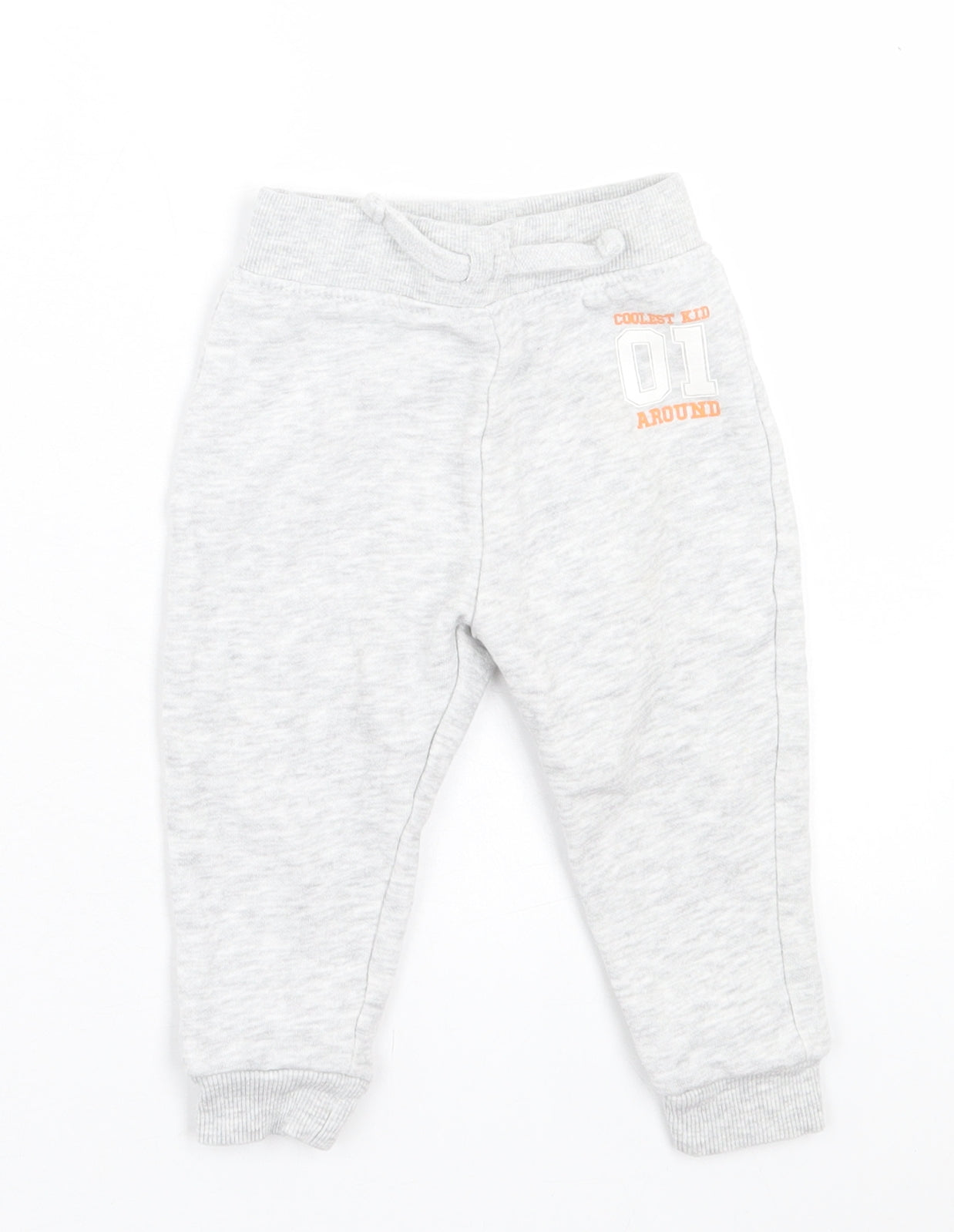 dunnes Boys Grey  Cotton Jogger Trousers Size 9-12 Months  Tie
