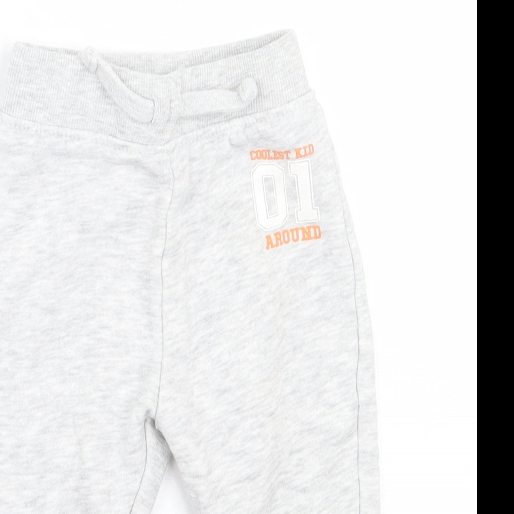 dunnes Boys Grey  Cotton Jogger Trousers Size 9-12 Months  Tie