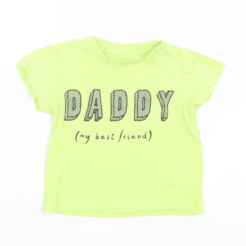 Matalan Boys Green  Cotton Basic T-Shirt Size 9-12 Months Crew Neck Pullover