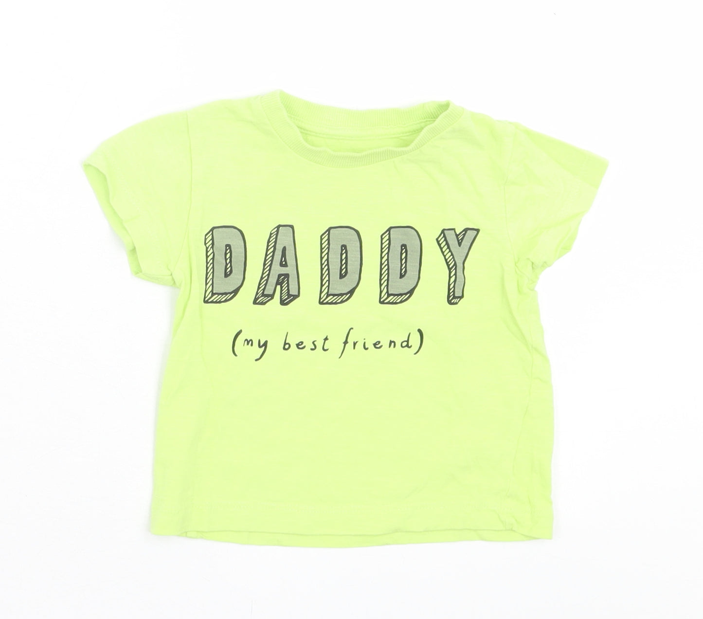Matalan Boys Green  Cotton Basic T-Shirt Size 9-12 Months Crew Neck Pullover