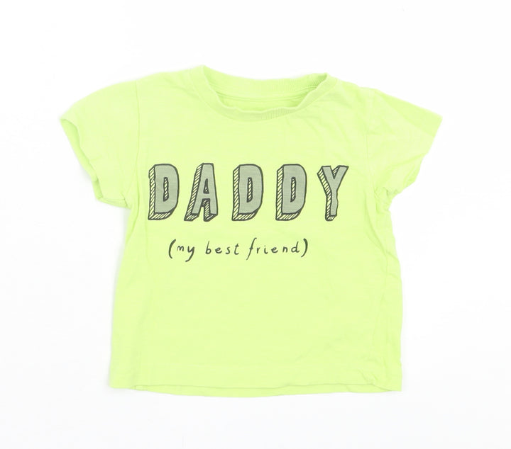 Matalan Boys Green  Cotton Basic T-Shirt Size 9-12 Months Crew Neck Pullover
