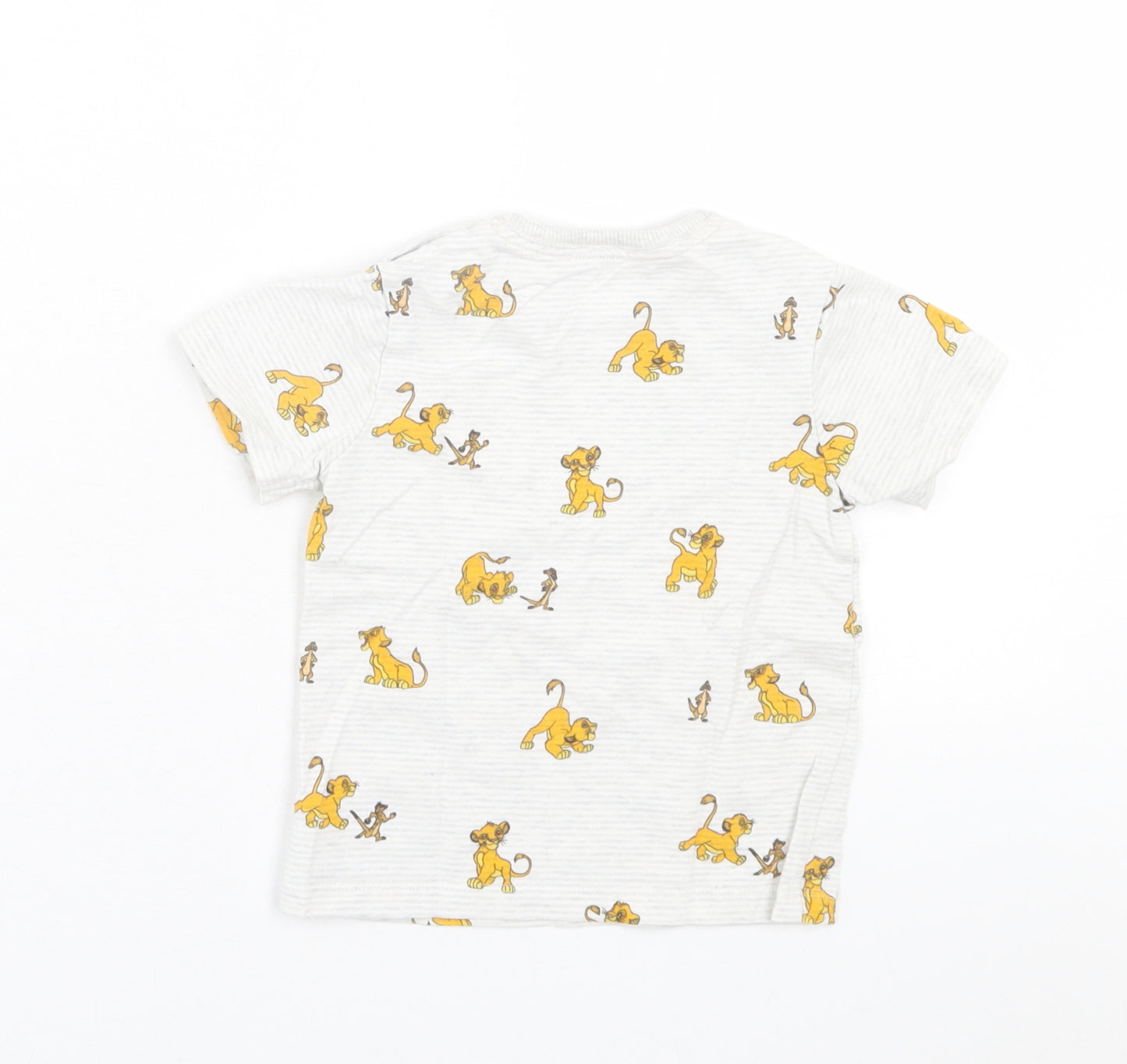 George Boys Grey Geometric Cotton Basic T-Shirt Size 9-12 Months Crew Neck Button - Lion King