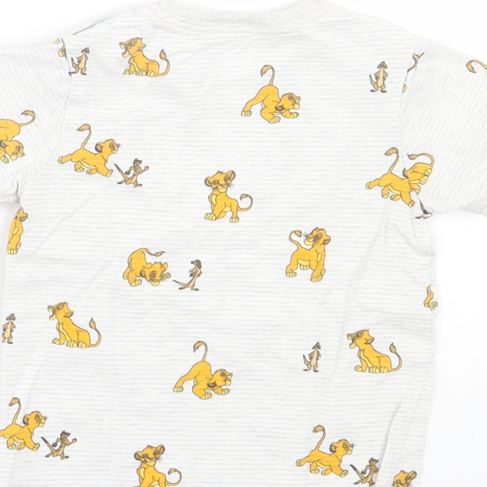 George Boys Grey Geometric Cotton Basic T-Shirt Size 9-12 Months Crew Neck Button - Lion King