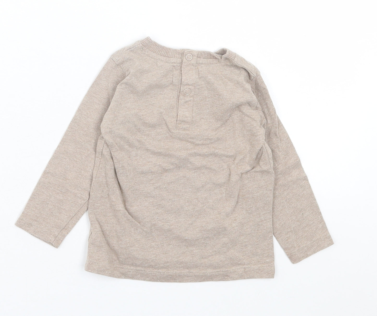 George Boys Brown  Cotton Basic Casual Size 9-12 Months Crew Neck Button