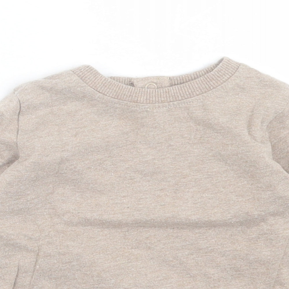 George Boys Brown  Cotton Basic Casual Size 9-12 Months Crew Neck Button