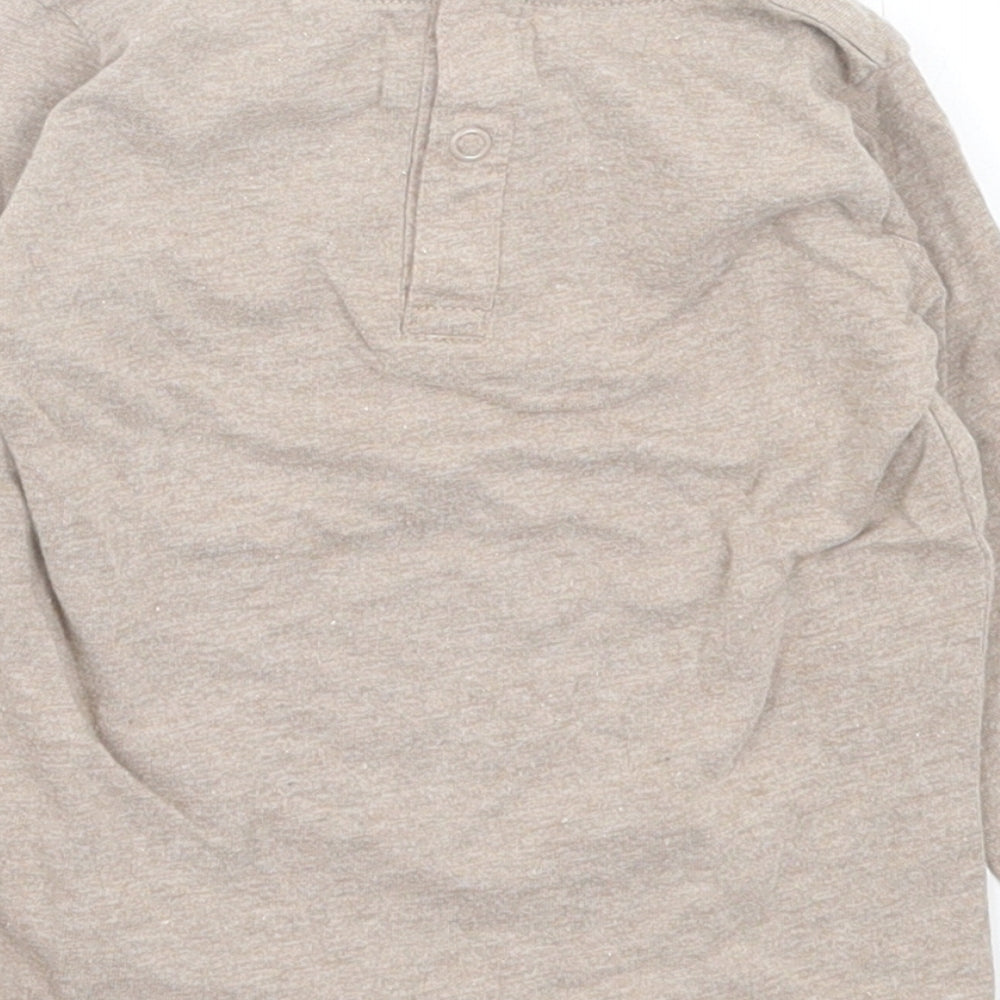 George Boys Brown  Cotton Basic Casual Size 9-12 Months Crew Neck Button