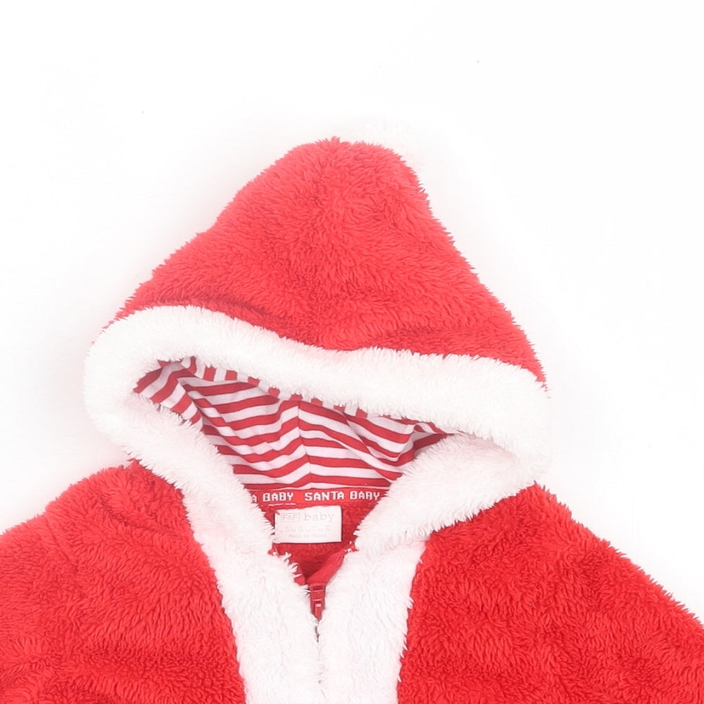 F&F Baby Red   Basic Jacket Jacket Size 0-3 Months   Zip - Christmas