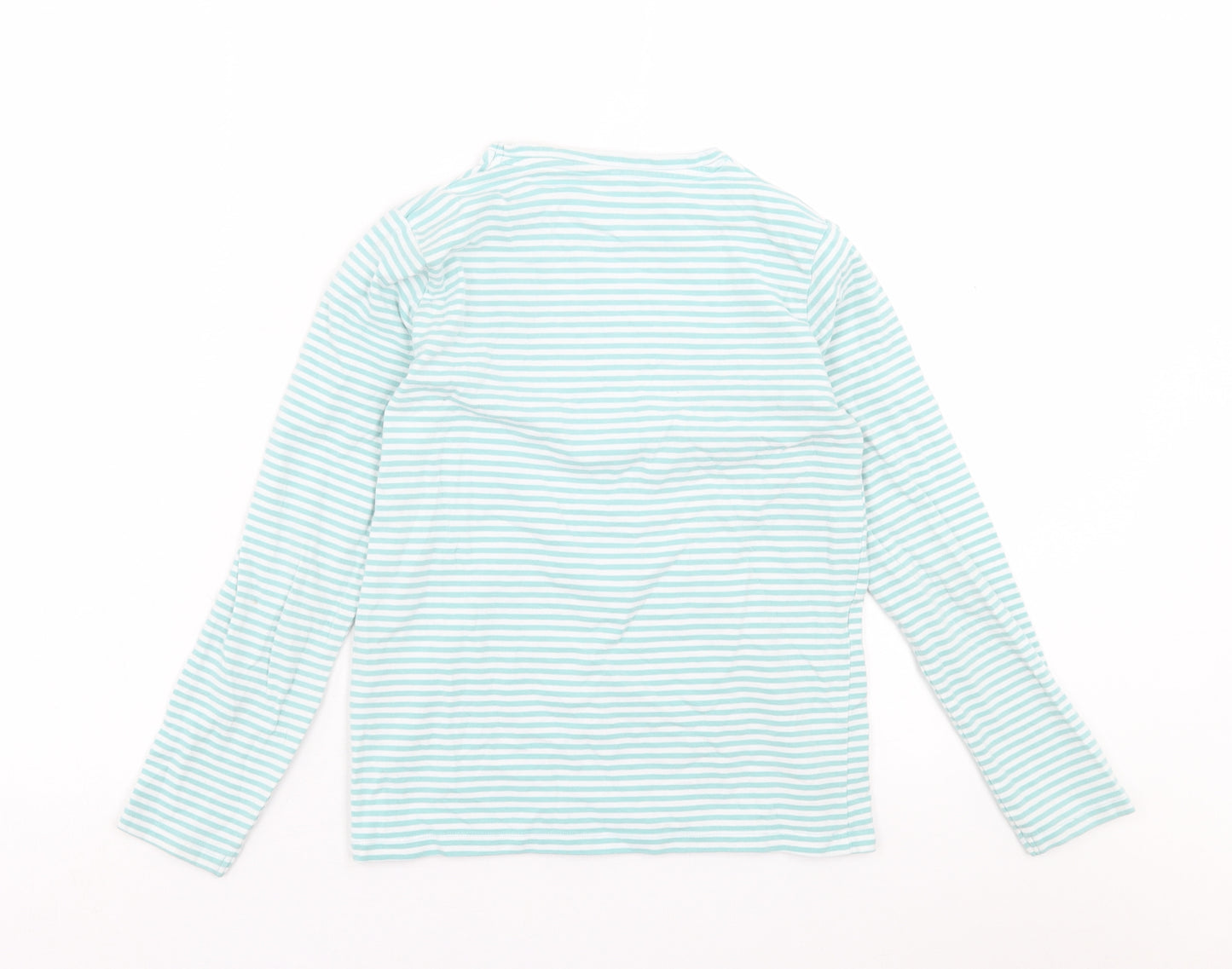 name it Boys Green Striped Cotton Basic Casual Size 11-12 Years Crew Neck Pullover