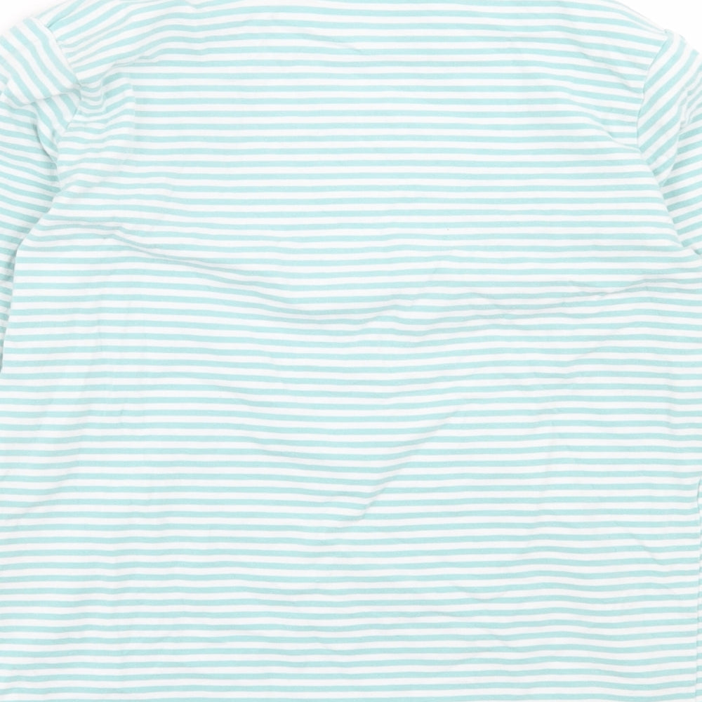 name it Boys Green Striped Cotton Basic Casual Size 11-12 Years Crew Neck Pullover