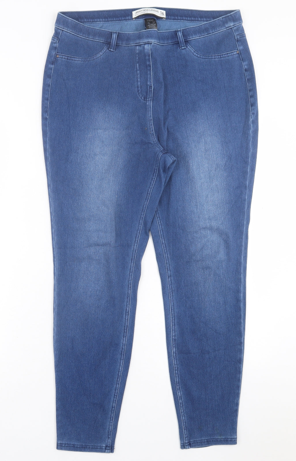 NEXT Womens Blue  Cotton Jegging Trousers Size 16 L27 in Regular