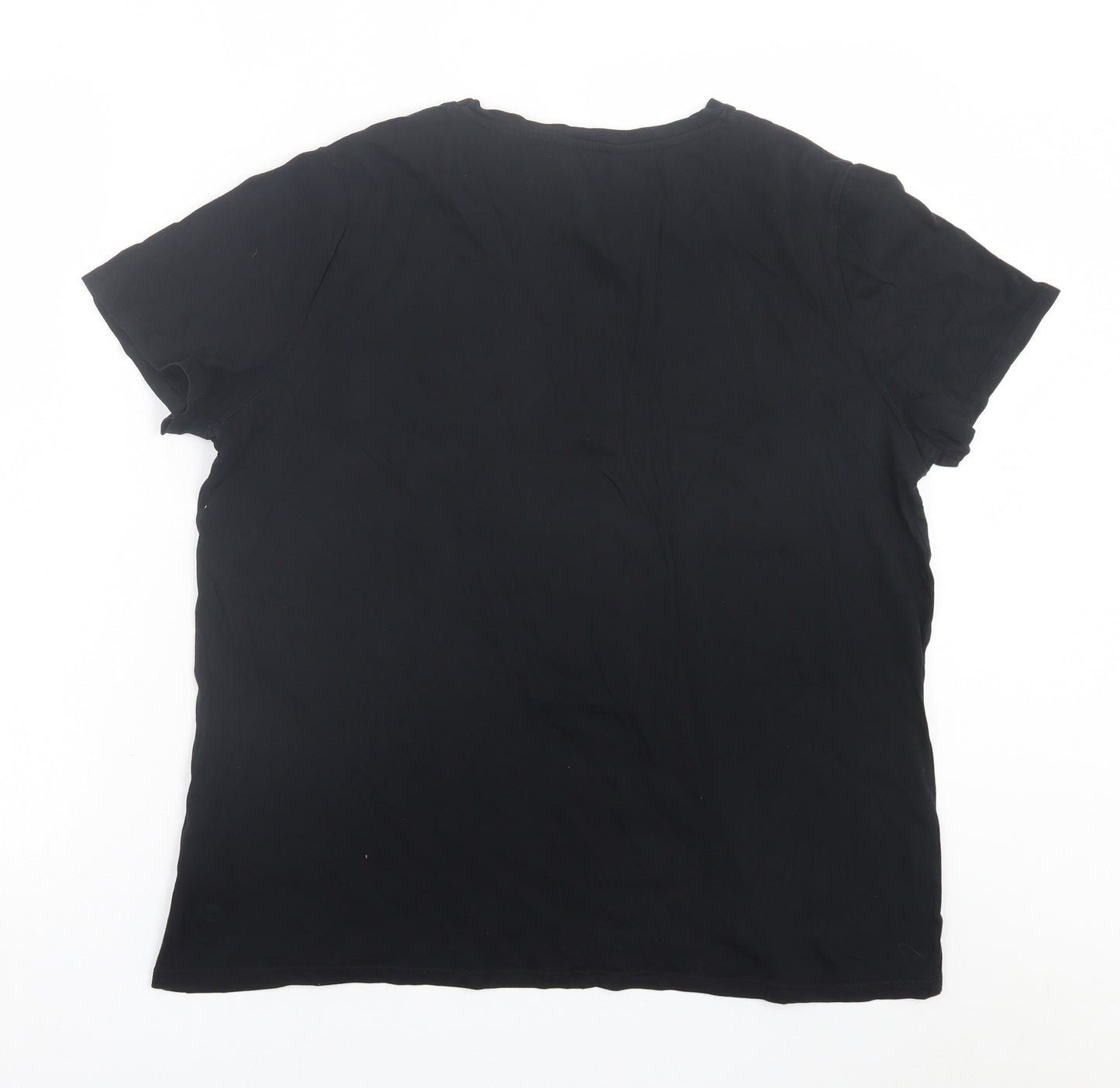 New Look Womens Black  Cotton Basic T-Shirt Size 16 Crew Neck