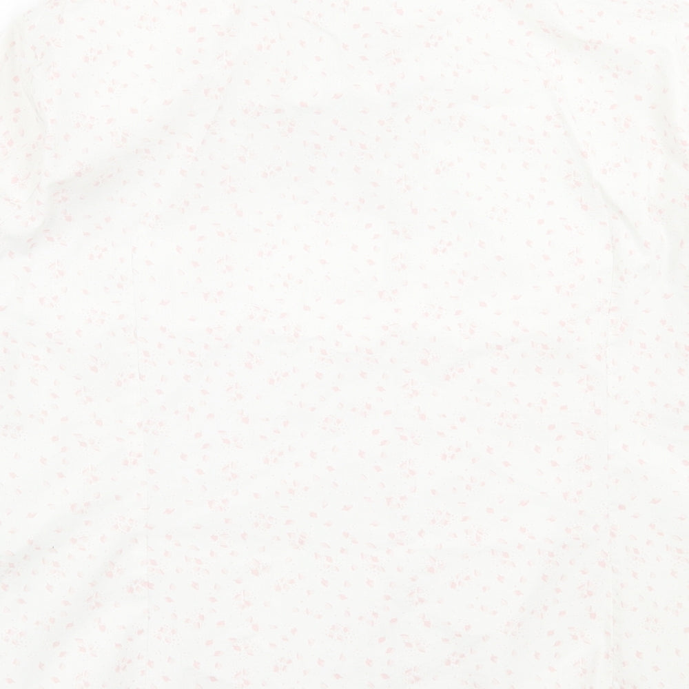 Marks and Spencer Womens White Geometric Cotton Basic Button-Up Size 20 Collared
