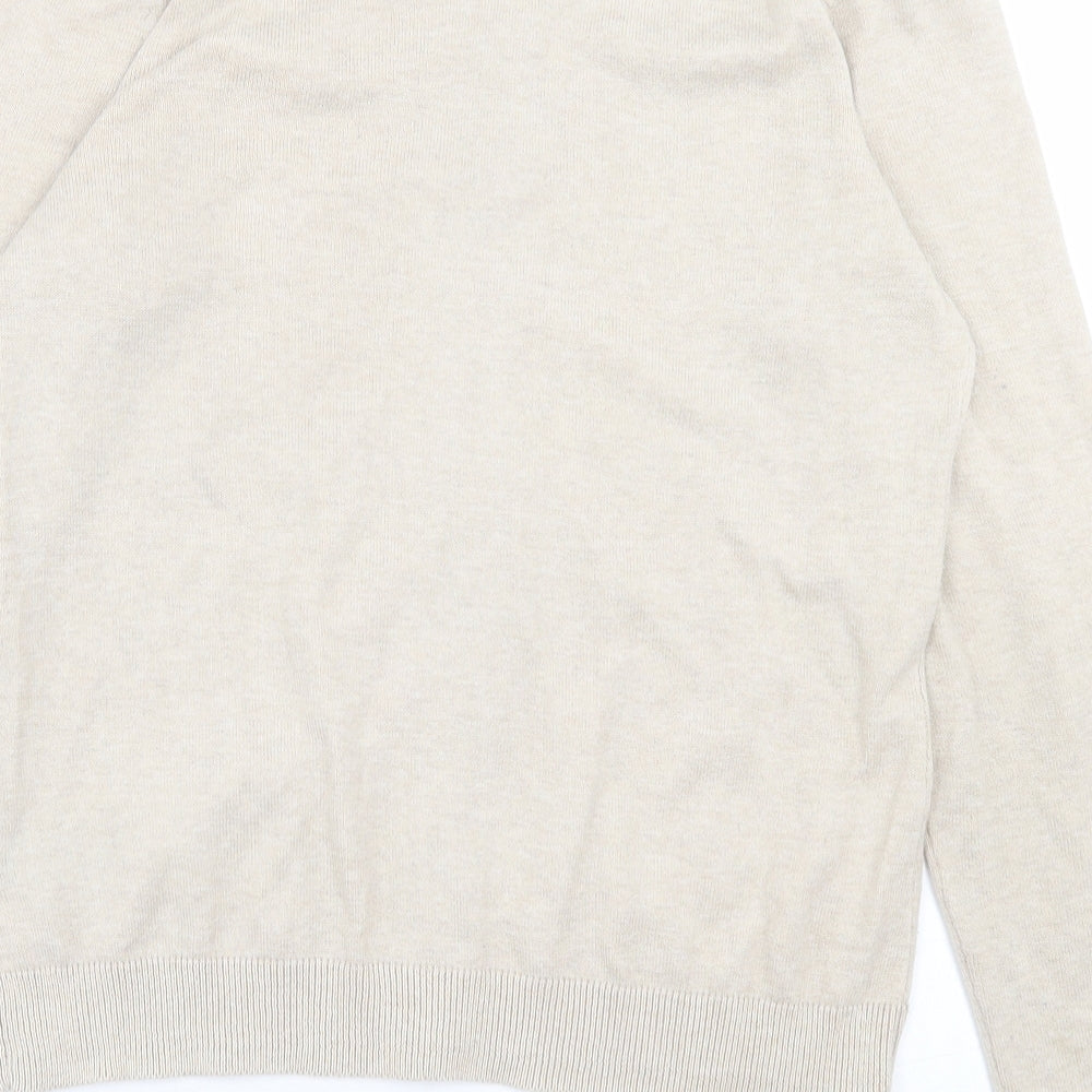 H&M Womens Beige Crew Neck  Cotton Cardigan Jumper Size M