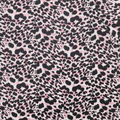 Papaya Womens Pink Animal Print Polyester Tunic T-Shirt Size 12 Crew Neck