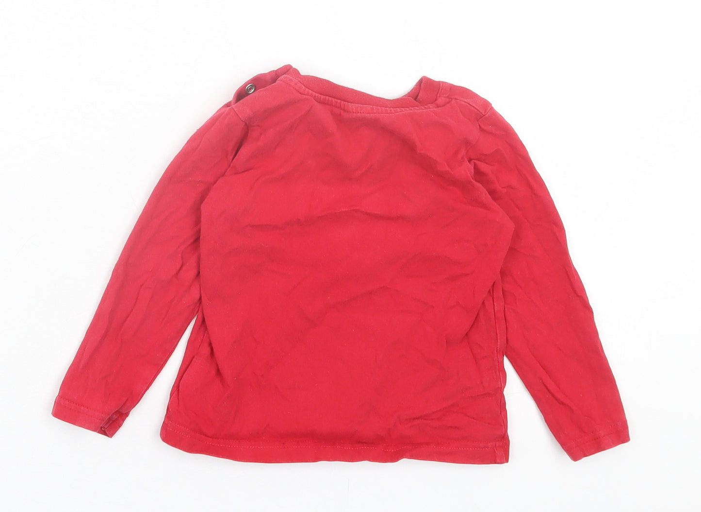 NEXT Boys Red  Cotton Basic Casual Size 12-18 Months Crew Neck Button