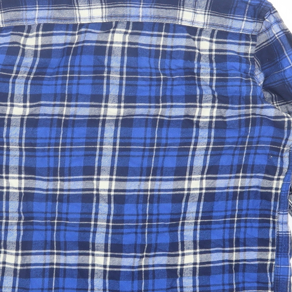 NEXT Boys Blue Plaid Cotton Basic Button-Up Size 10 Years Collared Button