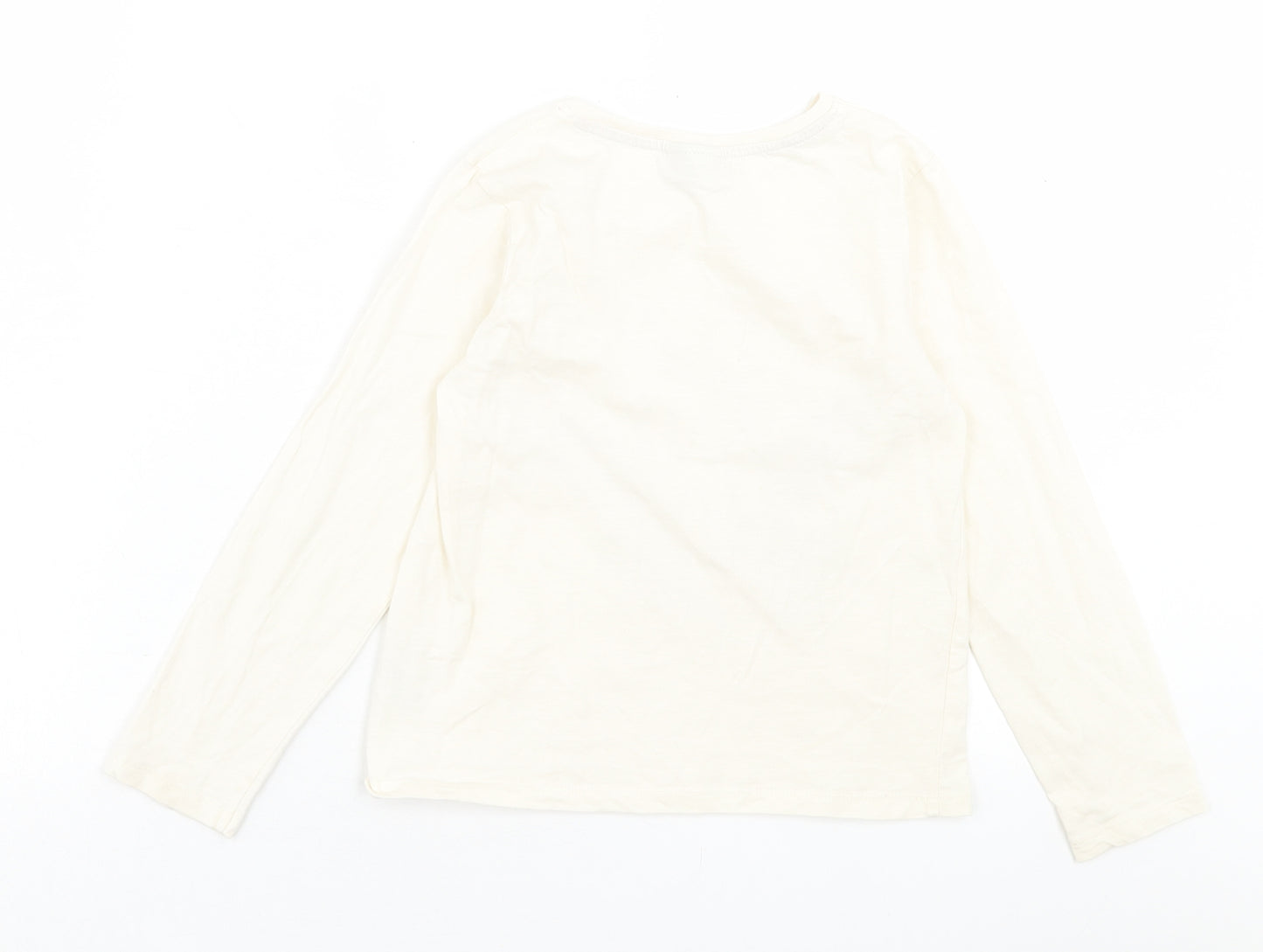 mataaln Girls Ivory  Cotton Basic Casual Size 8 Years Crew Neck Pullover