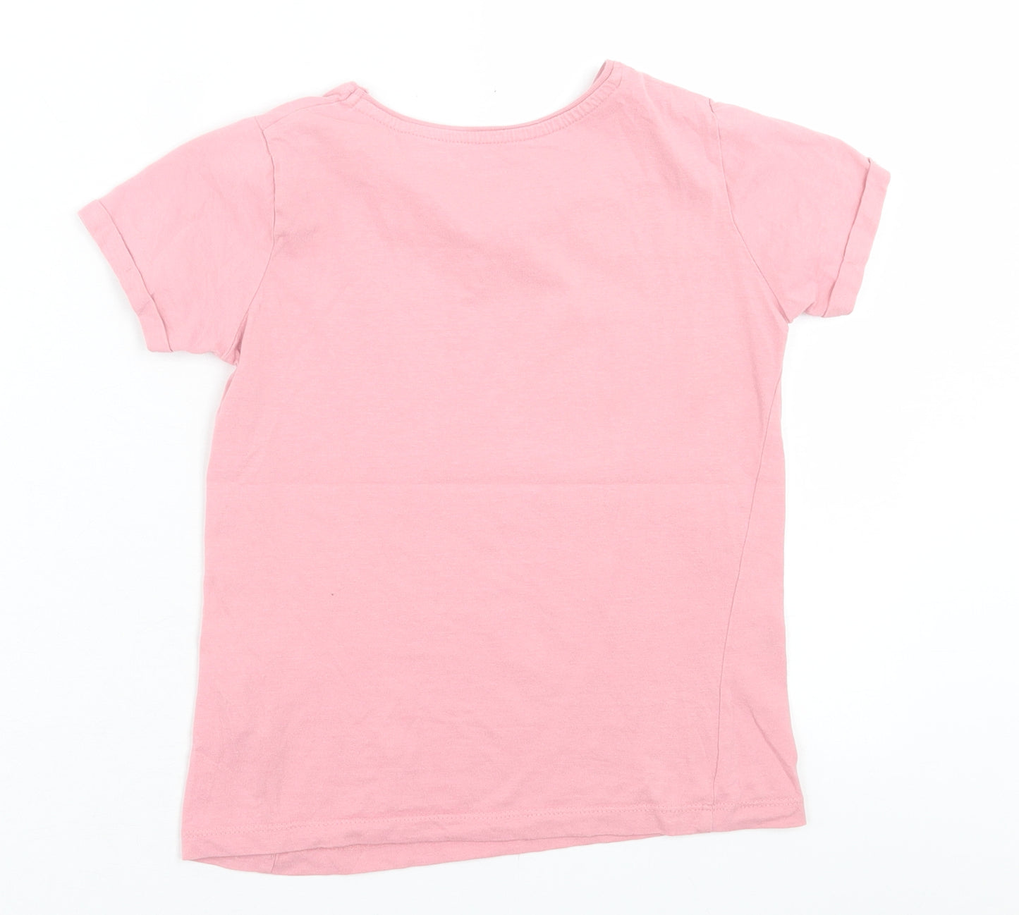 Primark Girls Pink  Cotton Basic T-Shirt Size 8-9 Years Crew Neck Pullover