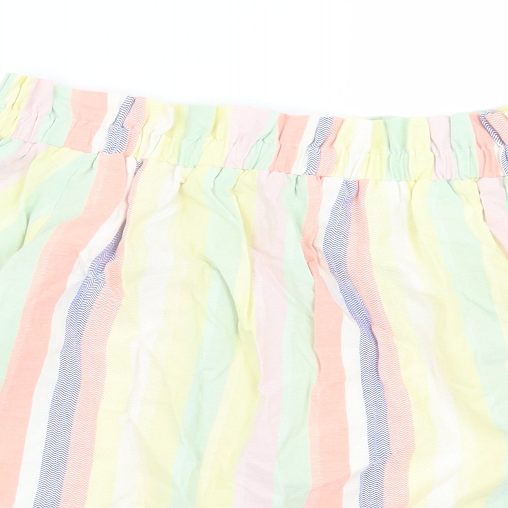 F&F Womens Multicoloured Striped Viscose Basic T-Shirt Size 14 Boat Neck