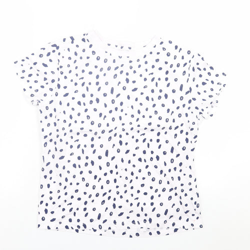 Primark Womens White Animal Print Cotton Basic T-Shirt Size M Crew Neck