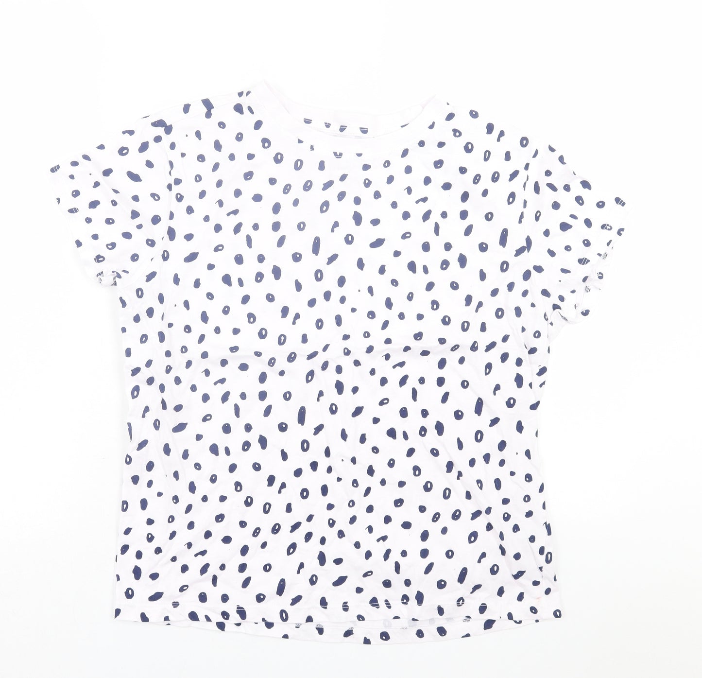 Primark Womens White Animal Print Cotton Basic T-Shirt Size M Crew Neck