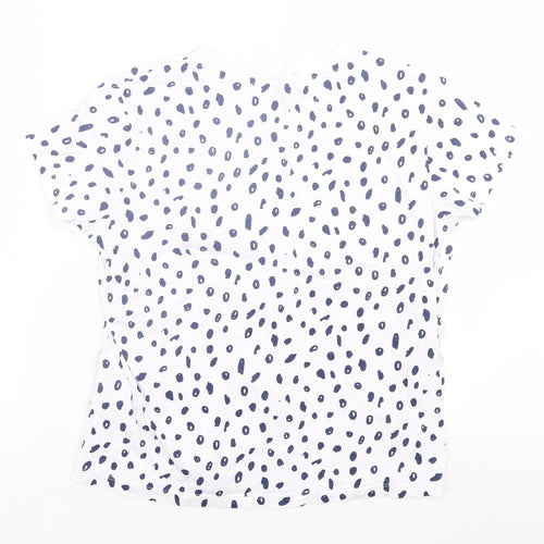 Primark Womens White Animal Print Cotton Basic T-Shirt Size M Crew Neck