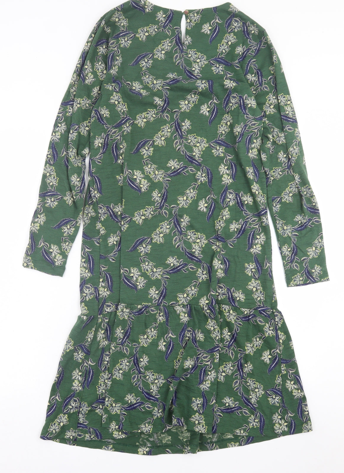 White Stuff Womens Green Floral Cotton A-Line  Size 8  Crew Neck Pullover