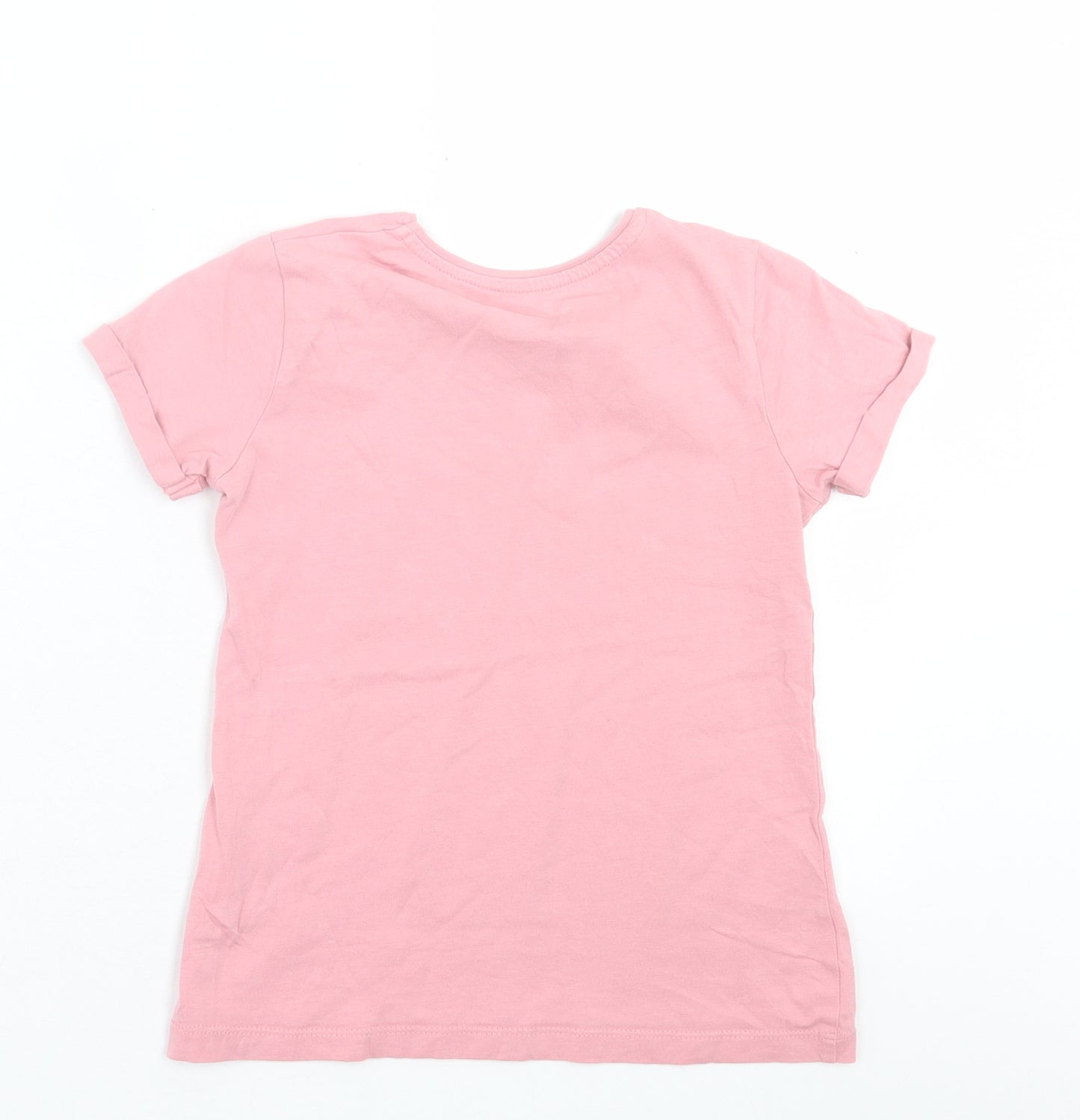 Primark Girls Pink  Cotton Basic T-Shirt Size 7-8 Years Crew Neck Pullover