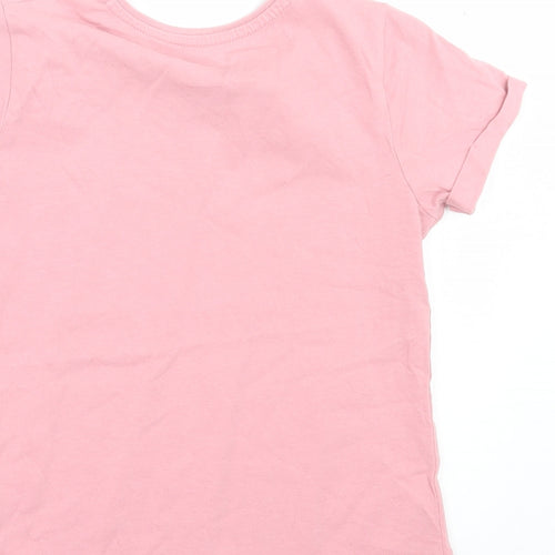 Primark Girls Pink  Cotton Basic T-Shirt Size 7-8 Years Crew Neck Pullover