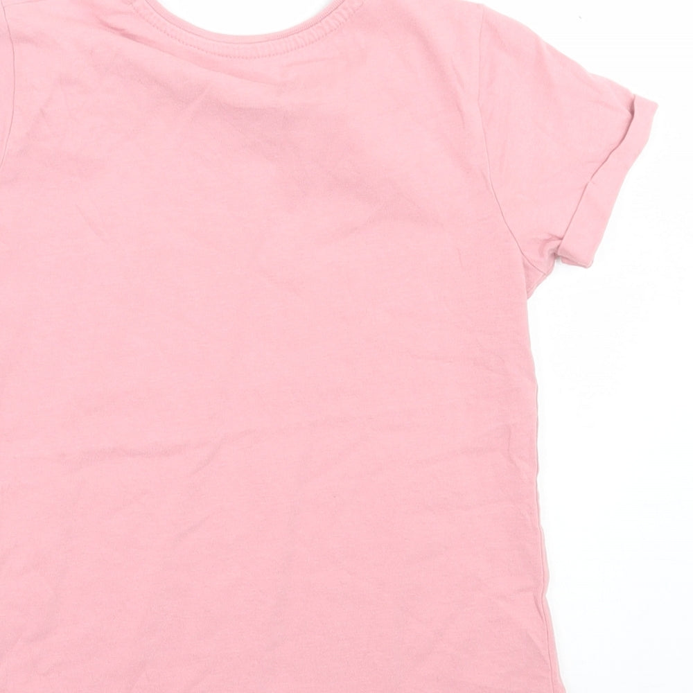 Primark Girls Pink  Cotton Basic T-Shirt Size 7-8 Years Crew Neck Pullover