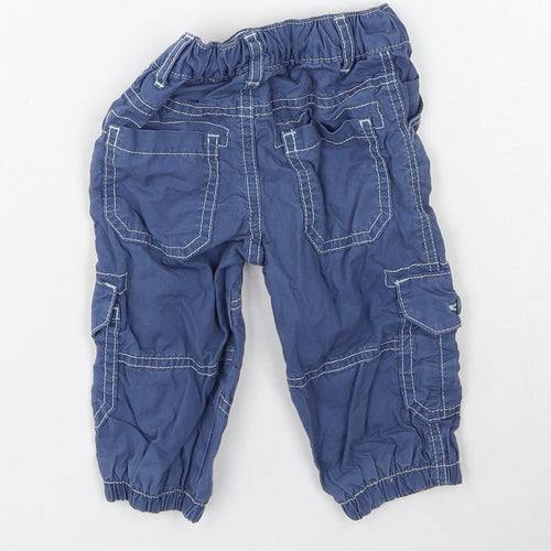 Marks and Spencer Boys Blue  Cotton Cargo Trousers Size 6-9 Months