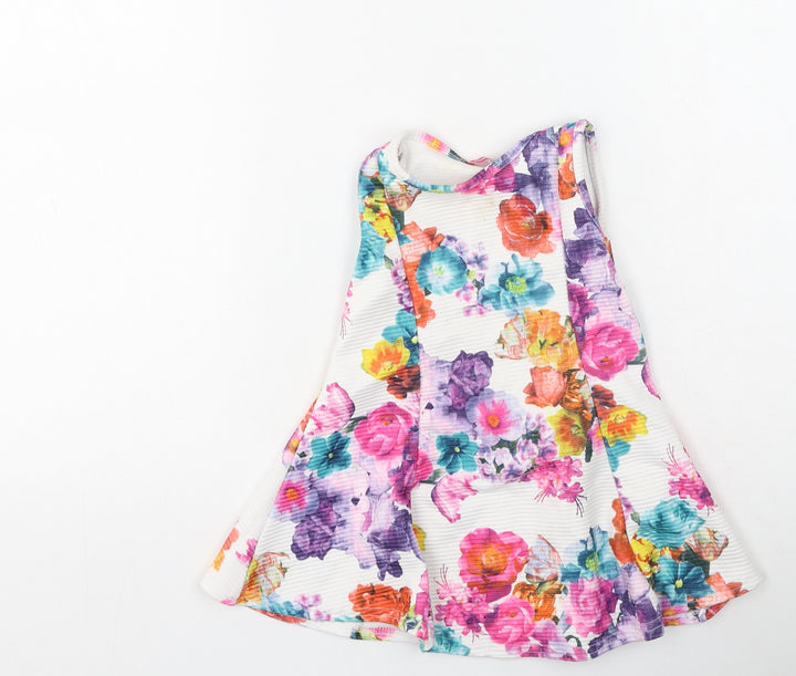 Young Dimension Girls Multicoloured Floral Polyester Basic Tank Size 2-3 Years Round Neck