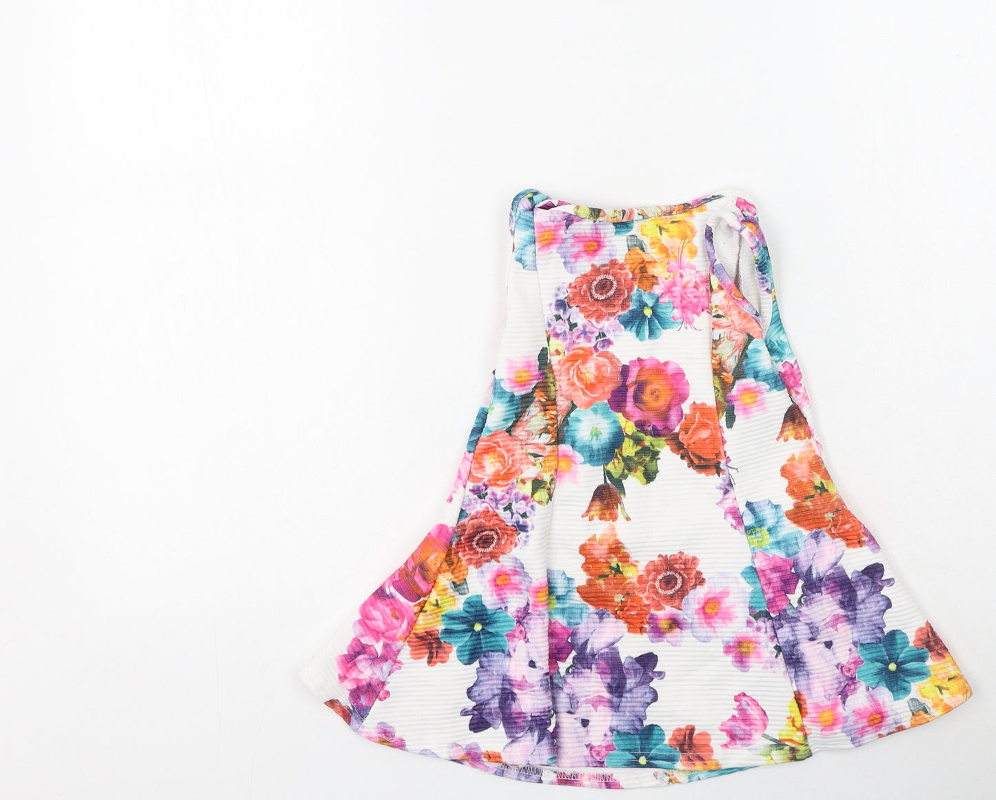 Young Dimension Girls Multicoloured Floral Polyester Basic Tank Size 2-3 Years Round Neck