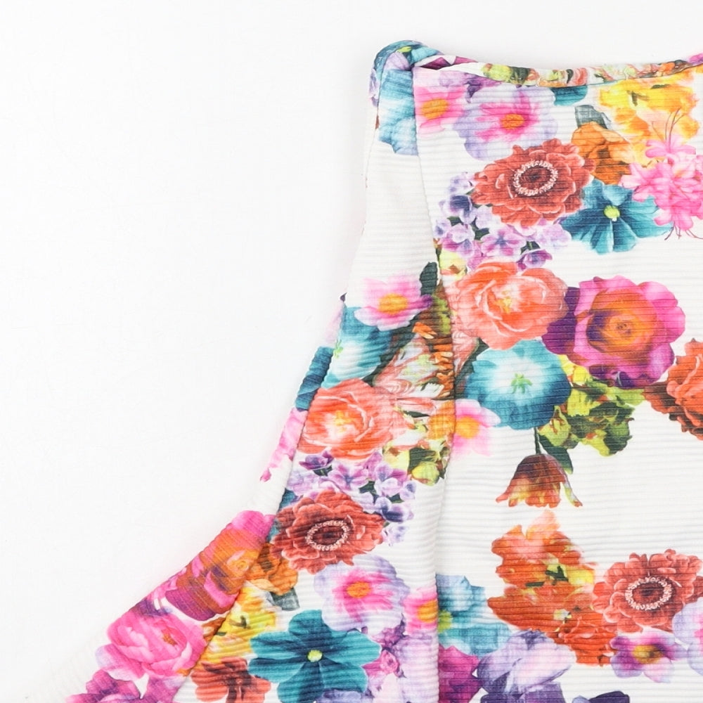 Young Dimension Girls Multicoloured Floral Polyester Basic Tank Size 2-3 Years Round Neck