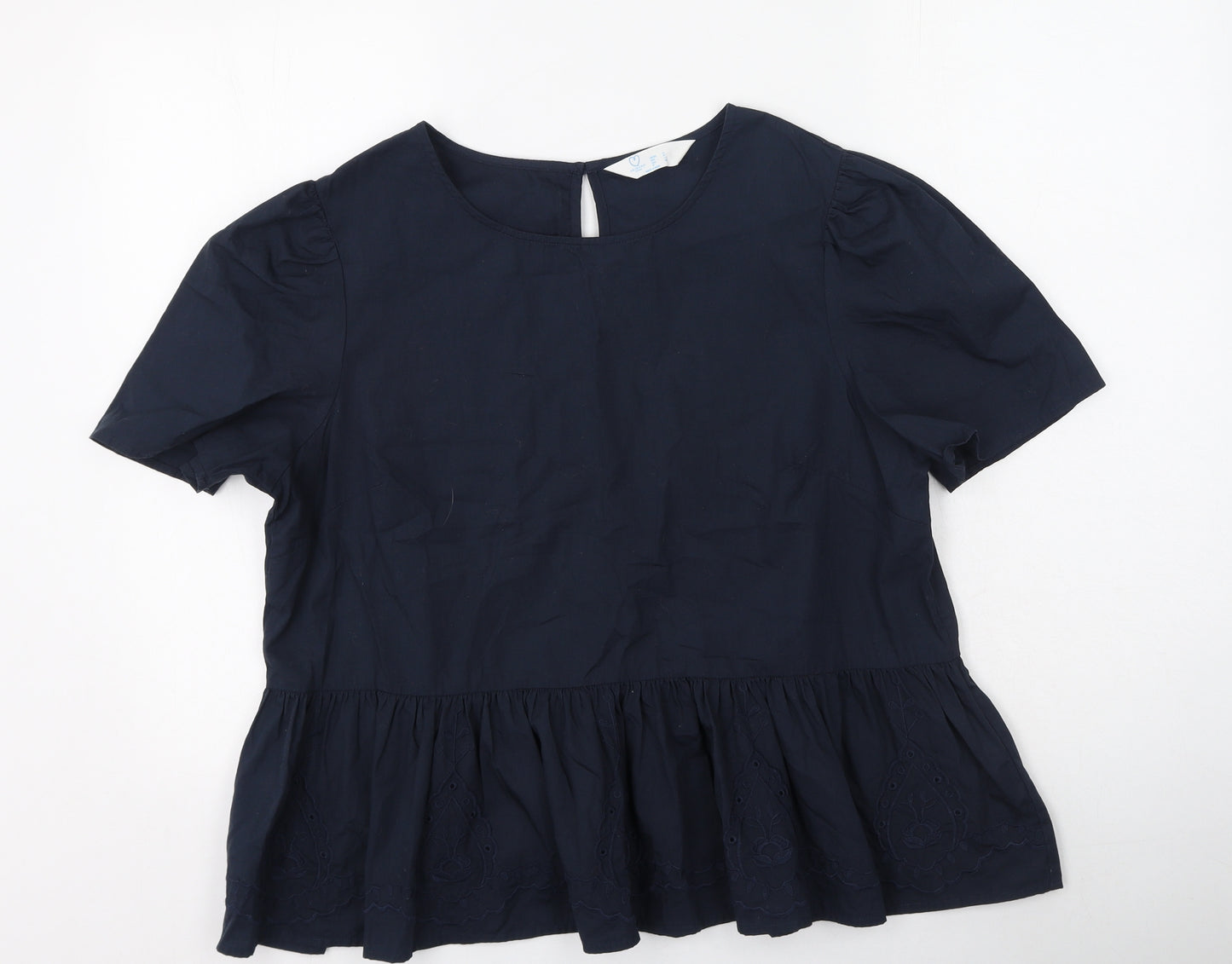 Primark Womens Blue  Cotton Basic Blouse Size 16 Round Neck